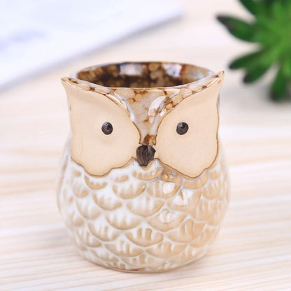 Home Garden Supplies Decoration Ceramic Flowerpots Miniature Model Cute Owl Succulent Flower Pot  Desktop