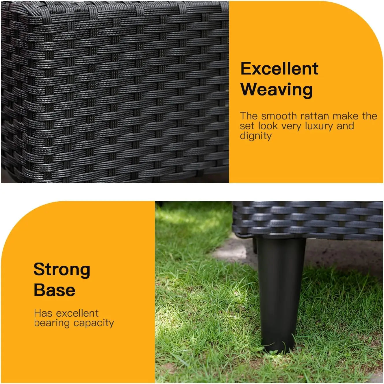 Patio Furniture Sets 5 Pieces Outdoor Wicker Conversation Set Sectional Sofa Rattan Chair for Outdoor Backyard Porch Poolside B