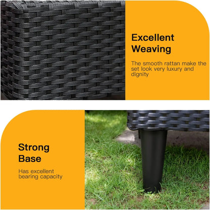 Patio Furniture Sets 5 Pieces Outdoor Wicker Conversation Set Sectional Sofa Rattan Chair for Outdoor Backyard Porch Poolside B
