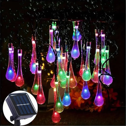 Solar LED String Lights Teardrop Water Drop Design 8 Modes Outdoor Christmas Decor for Garden Yard Wedding Courtyards Porches