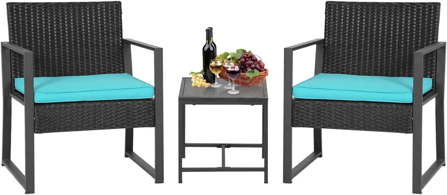 Patio Furniture Sets 5 Pieces Outdoor Wicker Conversation Set Sectional Sofa Rattan Chair for Outdoor Backyard Porch Poolside B