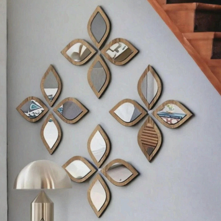 4PCS Boho Tear-Shaped Decorative Wall Mirrors, Acrylic Modern Mirror Wall Art, Bedroom, Office, Bedroom &amp; Living Room Ornament