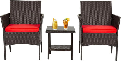 Patio Furniture Sets 5 Pieces Outdoor Wicker Conversation Set Sectional Sofa Rattan Chair for Outdoor Backyard Porch Poolside B