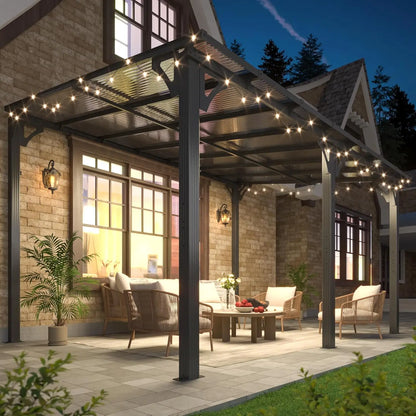 10x14 FT Lean To Gazebo, Pergolas and Gazebos Clearance, Awnings for Patio Covers for Shade and Rain Outdoor Gazebo