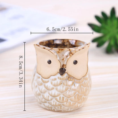 Home Garden Supplies Decoration Ceramic Flowerpots Miniature Model Cute Owl Succulent Flower Pot  Desktop