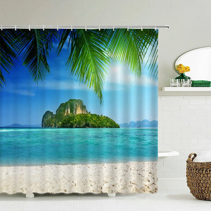 Seascape Beach Shower Curtains Bathroom Shower Curtain 3D Fabric Shower Curtain Waterproof Shower Curtain Cortina de Ducha