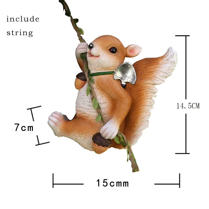 1pc Creative Climbing Rope Squirrel Figurine - Perfect forGarden &amp; Outdoor Decoration!