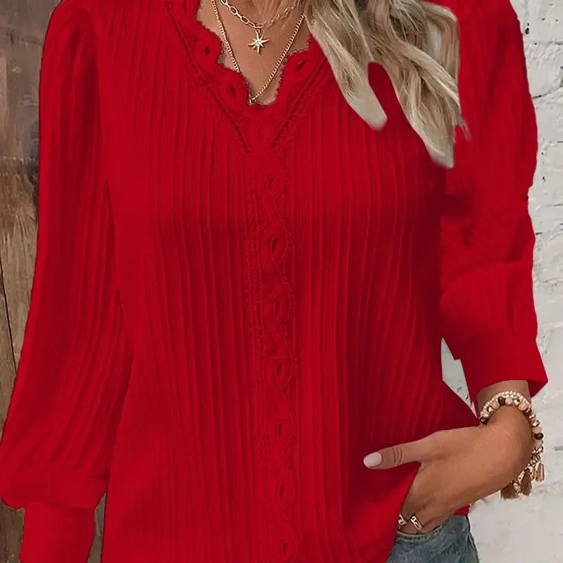 Elegant Summer Hollow Lace Patchwork Women Shirt